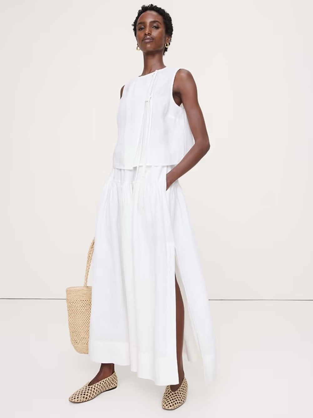 Banana Republic | Linen Tiered Tie-Side Maxi Skirt